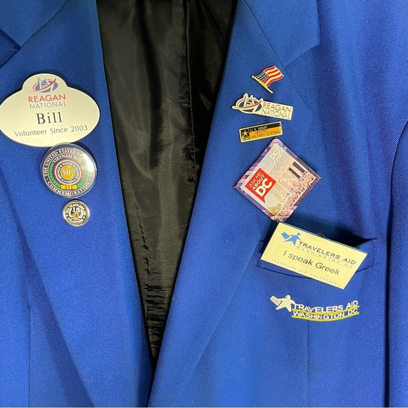 HTF Washington DC Travelers Aid Men’s Blue Blazer Sz Large Metropolitan Airports - Picture 2 of 14